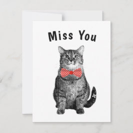 Black Cat mit Red Polka Dot Bow Niedlich Miss You Mitteilungskarte