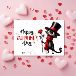Black Cat mit Top Hat Happy Valentines Day Feiertagskarte