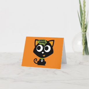 Black Cat Mmm Candy Halloween Dankeskarte