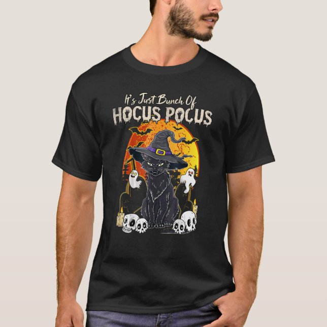Black Cat Moon Funny Halloween Kostümstuben Ho T-Shirt (Vorderseite)