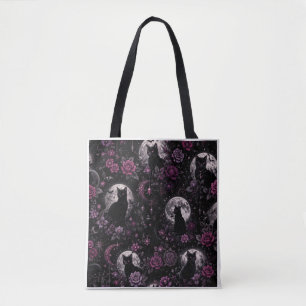 Black Cat Moon Halloween Tote Bag Tasche