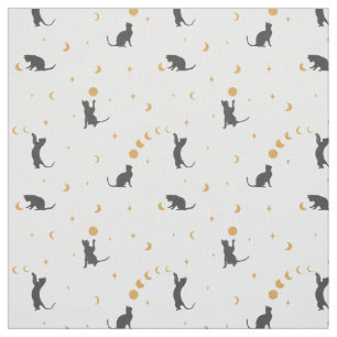 Black Cat Moon Phases Stoff