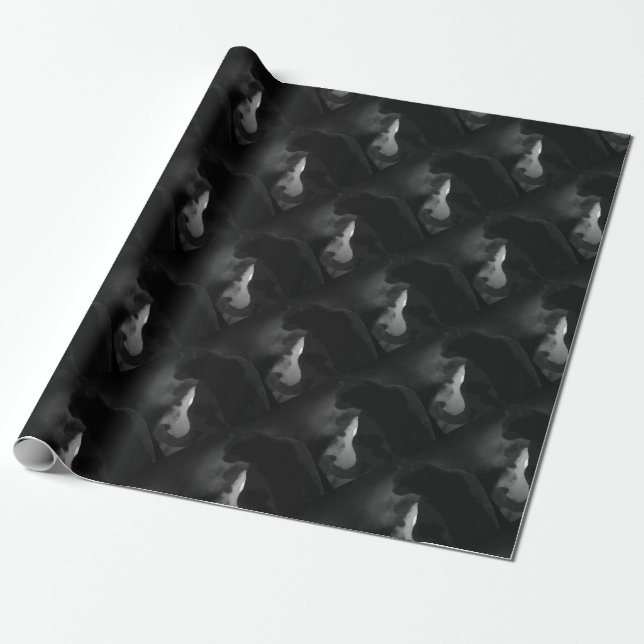 Black Cat Moonlight Silhouette Geschenkpapier (Ungerollt)