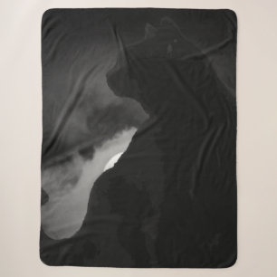 Black Cat Moonlight Silhouette Sherpadecke