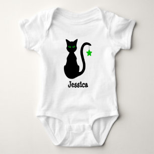 Black Cat Name Baby Bodysuit Strampler