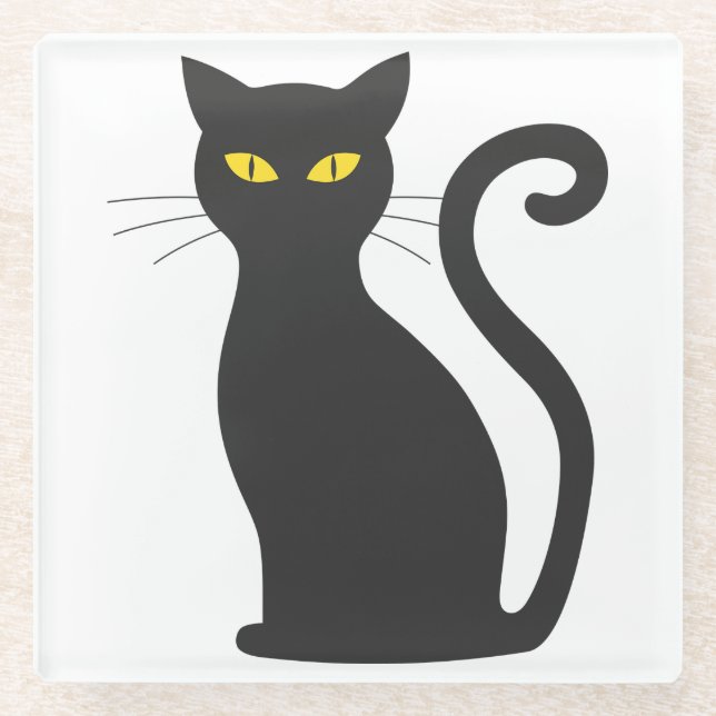 Black Cat Niedlich Glasuntersetzer (Vorderseite)