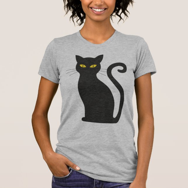 Black Cat Niedlich T-Shirt (Vorderseite)