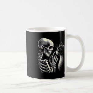 Black Cat Nose Skeleton Hand Funny Halloween Cat L Kaffeetasse