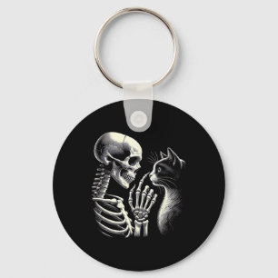 Black Cat Nose Skeleton Hand Funny Halloween Cat L Schlüsselanhänger