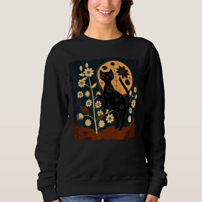 Black Cat Nurse Flower for Kids Women Men Sweatshirt (Vorderseite)