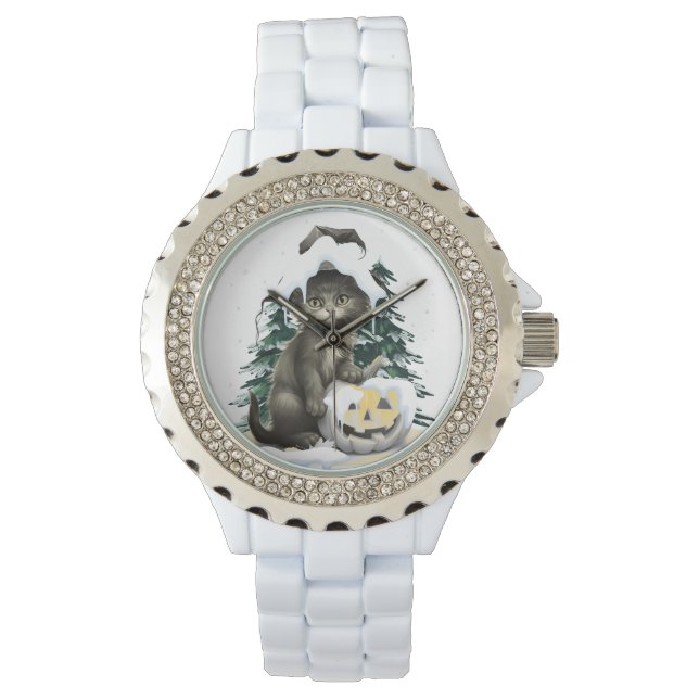 Black Cat On A Jack Armbanduhr (Vorderseite)