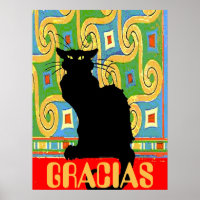 Black Cat on Abstract Wallpaper, edit text