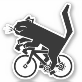 Black Cat on Bicycle Custom-Cut Vinyl Aufkleber