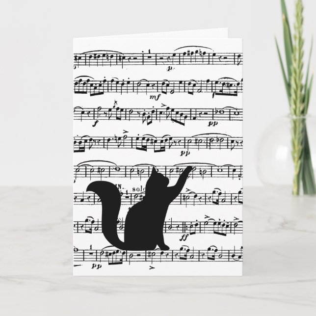 Black Cat On Music Geburtstagkarte Karte (Vorderseite)
