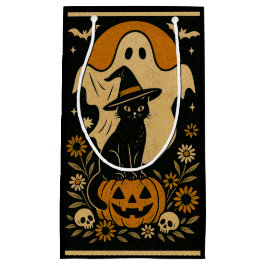 Black Cat on Pumpkin Halloween Geschenktasche - Sp Kleine Geschenktüte