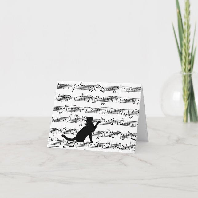 Black Cat On Sheet Music Karte (Vorderseite)