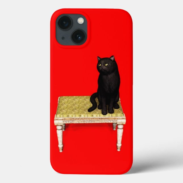 Black cat on the stool Case-Mate iPhone case (Rückseite)