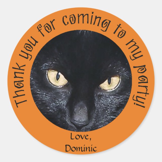 Black Cat Orange Halloween Danke Stickers (Vorderseite)