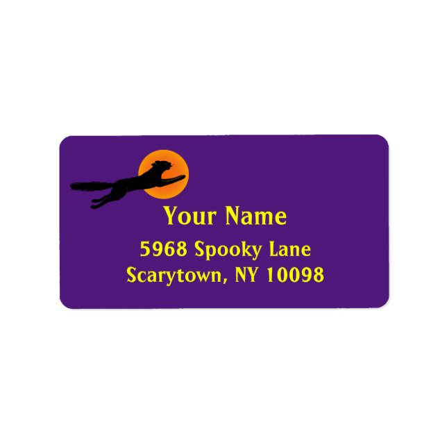 Black Cat Orange Moon Custom Halloween Lables Adressaufkleber (Vorne)