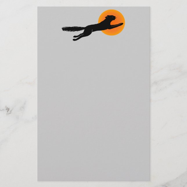 Black Cat Orange Moon Halloween Stationery Briefpapier (Vorderseite)