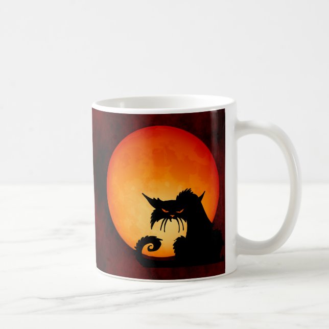 Black Cat Orange Moon Kaffeetasse (Rechts)