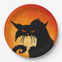 Black Cat Orange Moon Pappteller