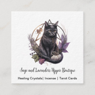 Black Cat Pagan Square Business Card Quadratische Visitenkarte