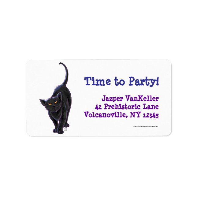 Black Cat Party Center Adressaufkleber (Vorne)