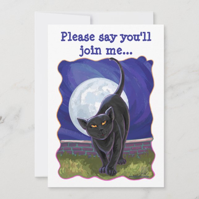 Black Cat Party Center Einladung (Vorderseite)