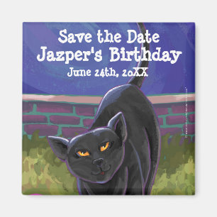 Black Cat Party Center Magnet