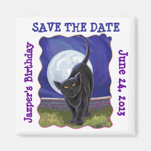 Black Cat Party Center Magnet