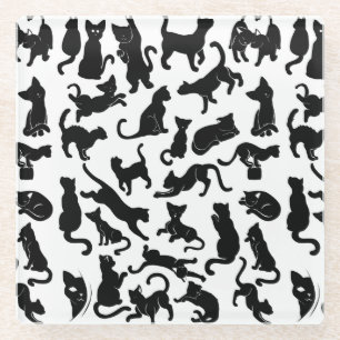 Black Cat Pattern Glasuntersetzer