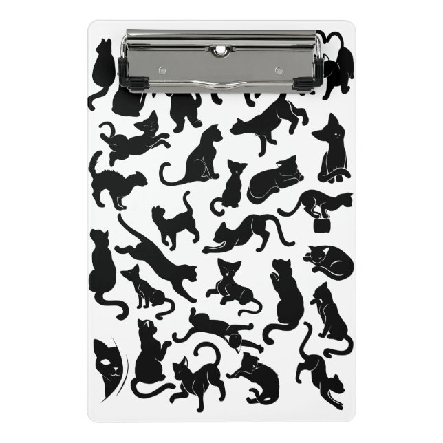 Black Cat Pattern Mini Klemmbrett (Vorderseite)