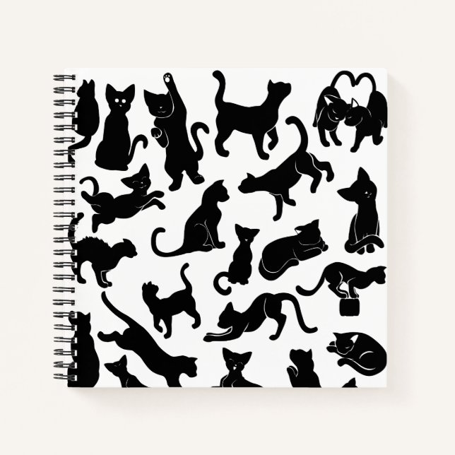 Black Cat Pattern Notizbuch (Vorderseite)
