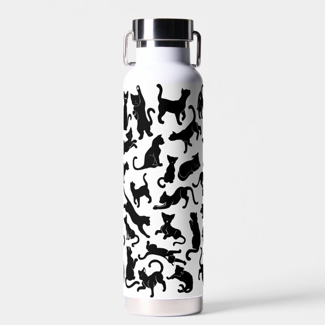 Black Cat Pattern Trinkflasche (Vorne)