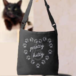 Black Cat Paw Print Heft Monogram Crossbody Bag Tragetaschen Mit Langen Trägern