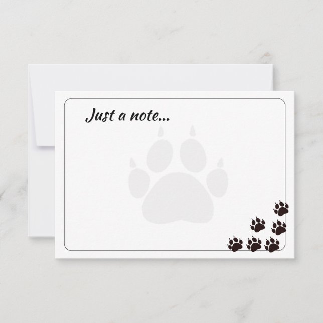 Black Cat Paw Prints Monogram Custom Just a Note  Mitteilungskarte (Vorderseite)