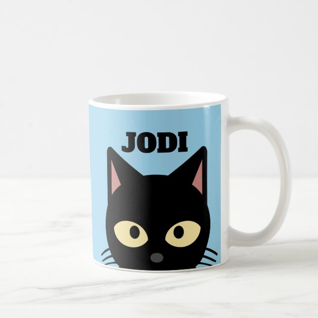 BLACK CAT PEEKING CUSTOM COFFEE MUG (Droite)