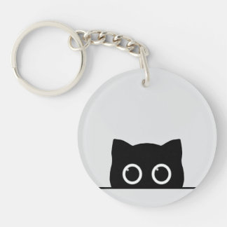 Black Cat Peeking Keychain