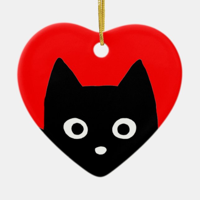Black Cat Peeking | Urlaub von Niedlich Kitty Love Keramik Ornament (Vorne)