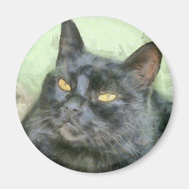 Black Cat Pencil Art Magnet (Vorne)