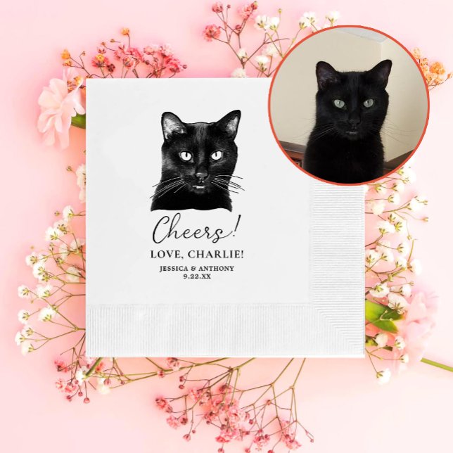 Black Cat Personalisiert Cheers Serviette (Von Creator hochgeladen)