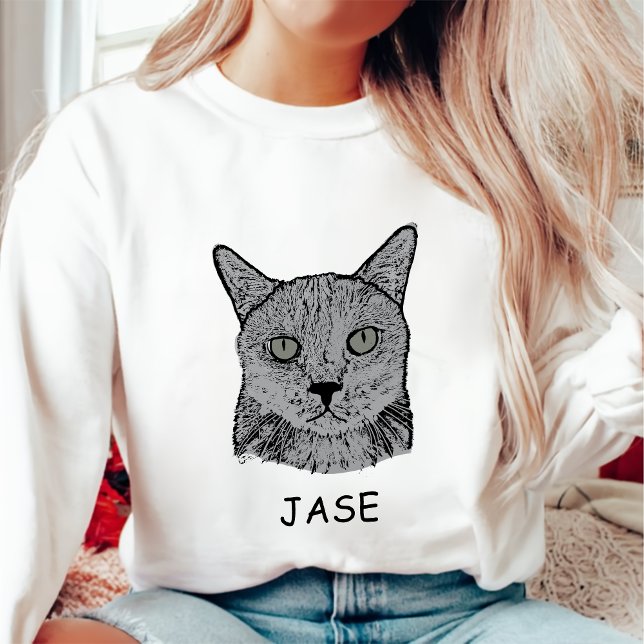Black Cat Personalisiert Pet Lover Sweatshirt (Von Creator hochgeladen)