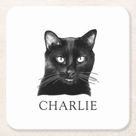 Black Cat Personalisiert Rechteckiger Pappuntersetzer