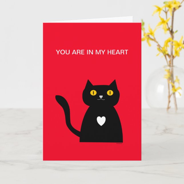 Black Cat Pet Heart Sie sind in My Heart Liebe Karte (Gelbe Blume)