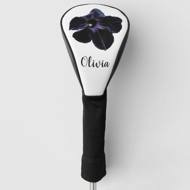Black Cat Petunia Personalisierter Golf Head Cover Golf Headcover (Vorderseite)
