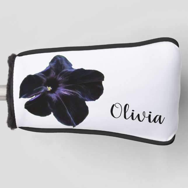 Black Cat Petunia Personalisierter Golf Head Cover Headcover (Vorderseite)