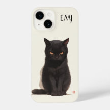 Black Cat Phone Case | Personalisierbar