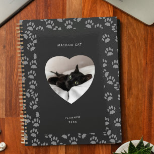 Black Cat Photo Heart Grey Empreinte de patte Plan