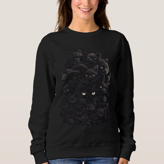 Black Cat Pile  Graphic Tees Men Women Boys Girls (Vorderseite)